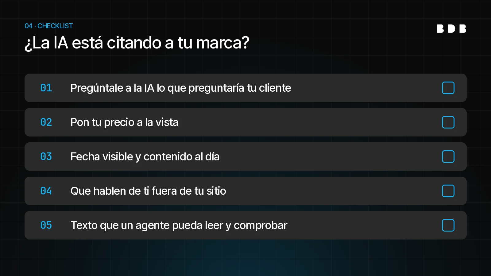 Checklist de 5 puntos para saber si la IA está citando a tu marca