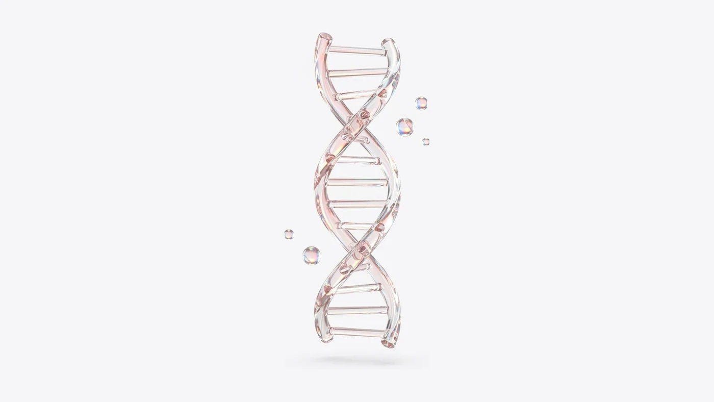 Hélice de cristal que representa el ADN de una marca