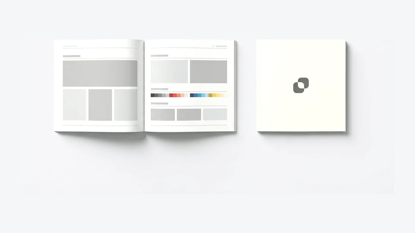 Brand book abierto con su retícula