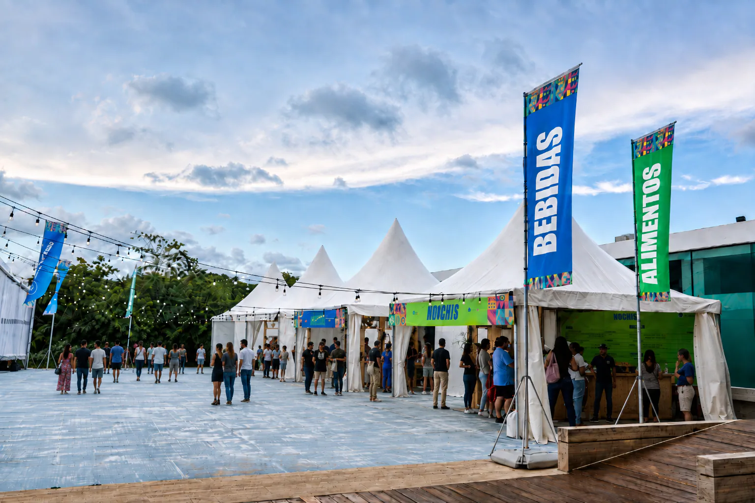 Área de alimentos y bebidas para asistentes del Cancún Country Open