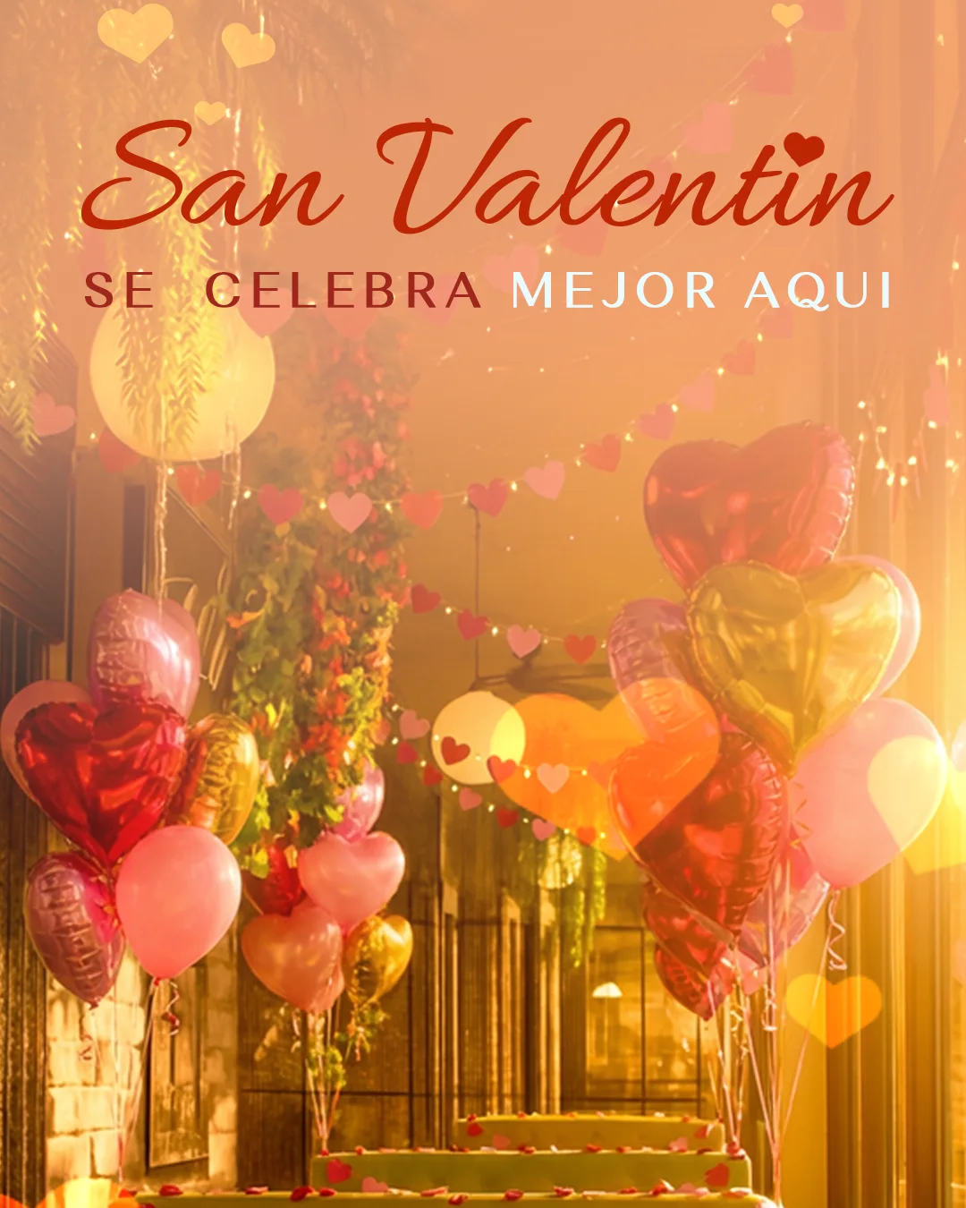 Visuel pour les réseaux : campagne de la Saint-Valentin, « se celebra mejor aquí »